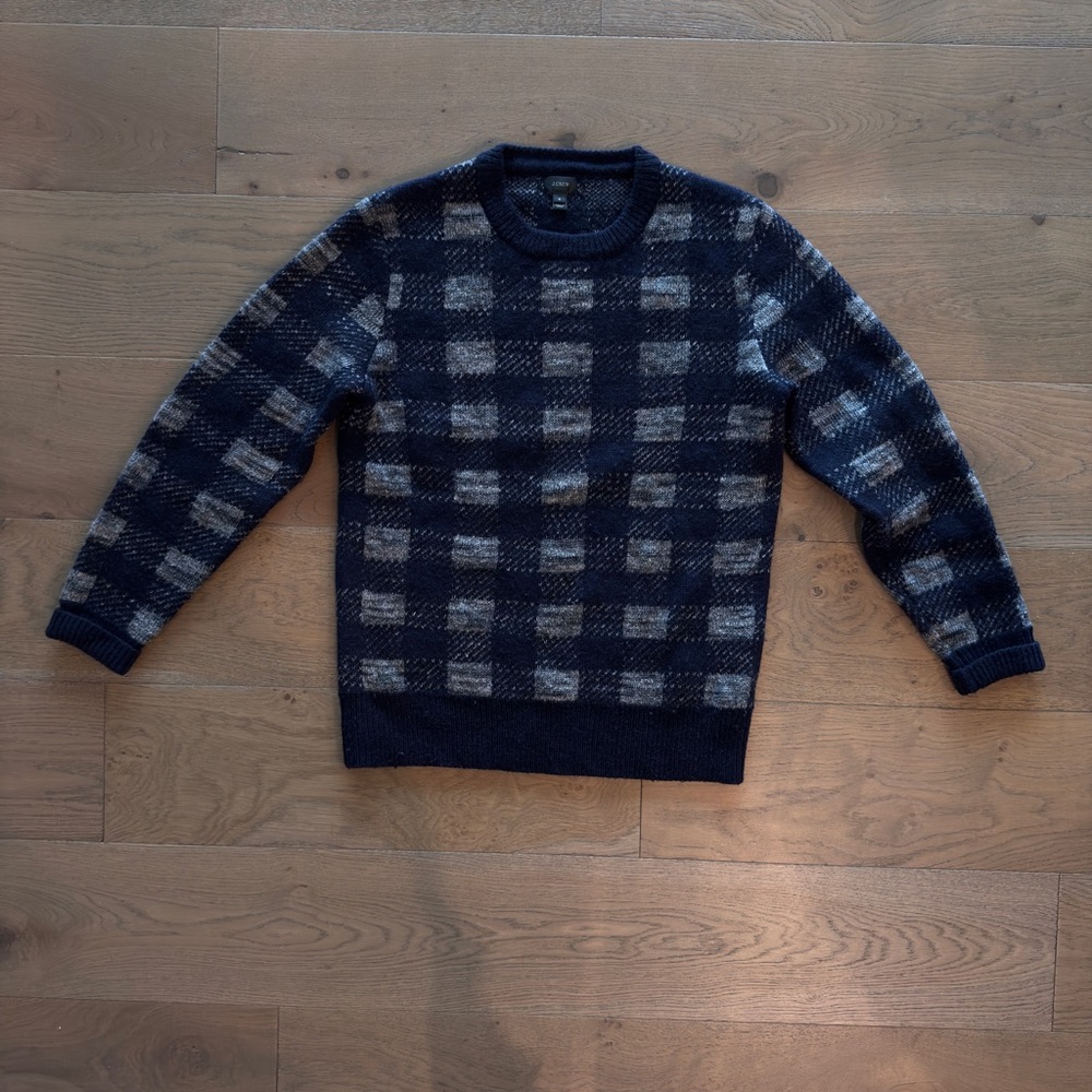 Men's Navy Jcrew Checkered Sweater